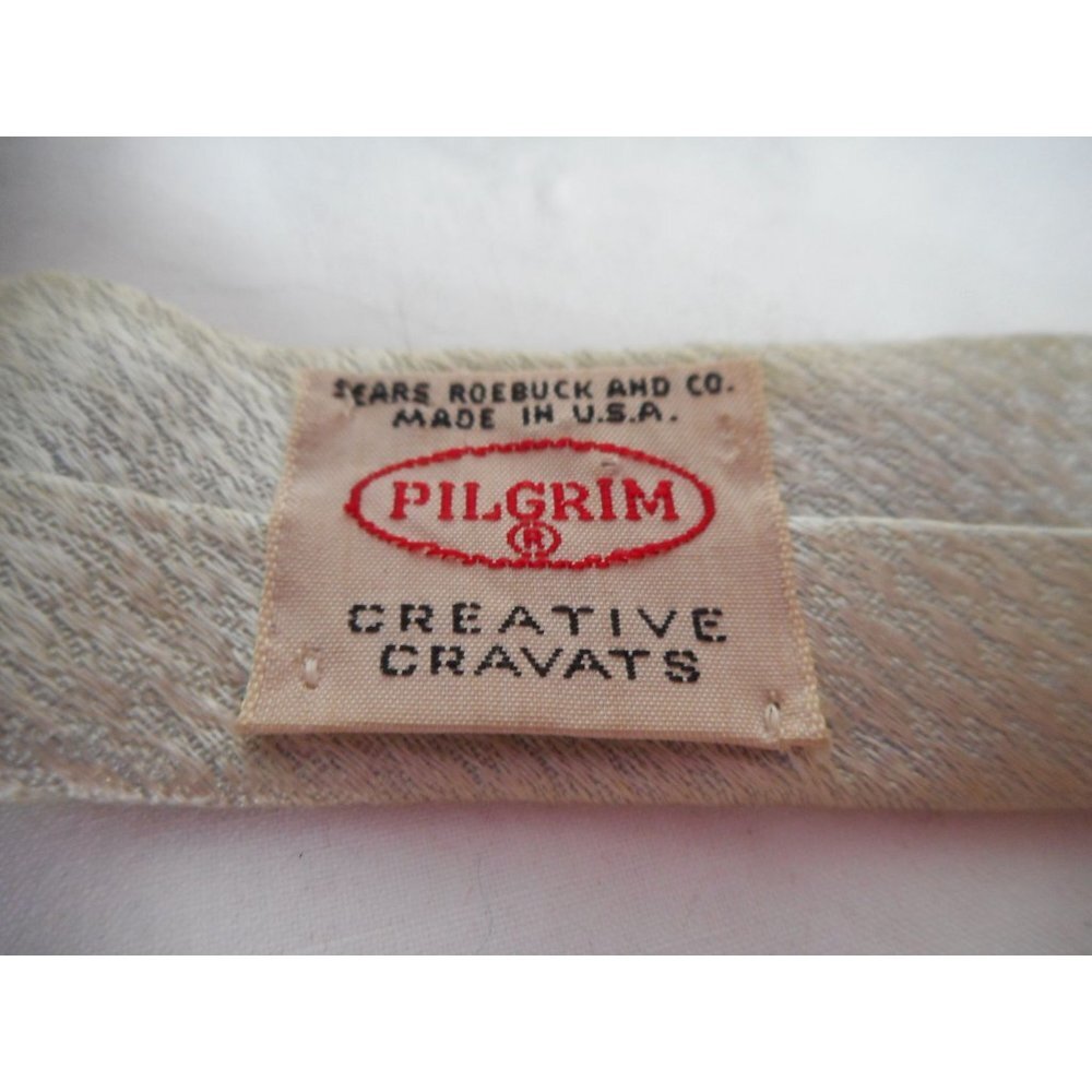 Vintage Sears Estate Grey Blue embroidered Tie necktie by Pilgrim - Picture 4 of 5